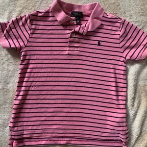 Pink & blue striped boys polo SZ 5